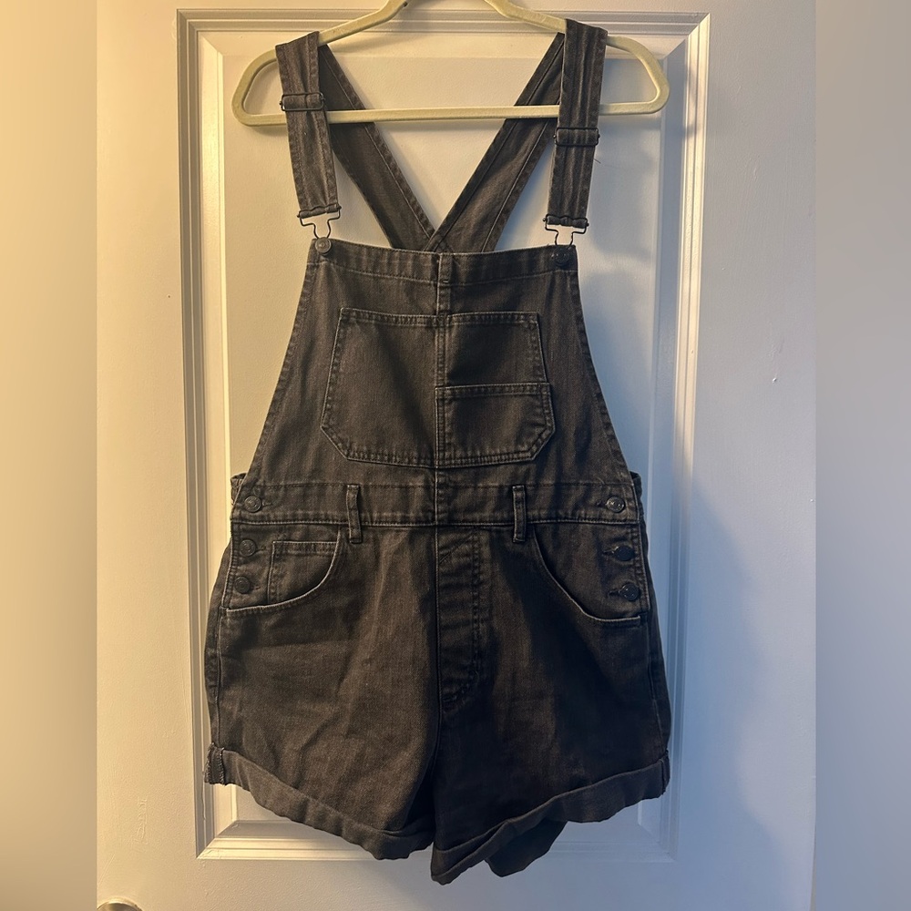 Free People Black Denim Overalls